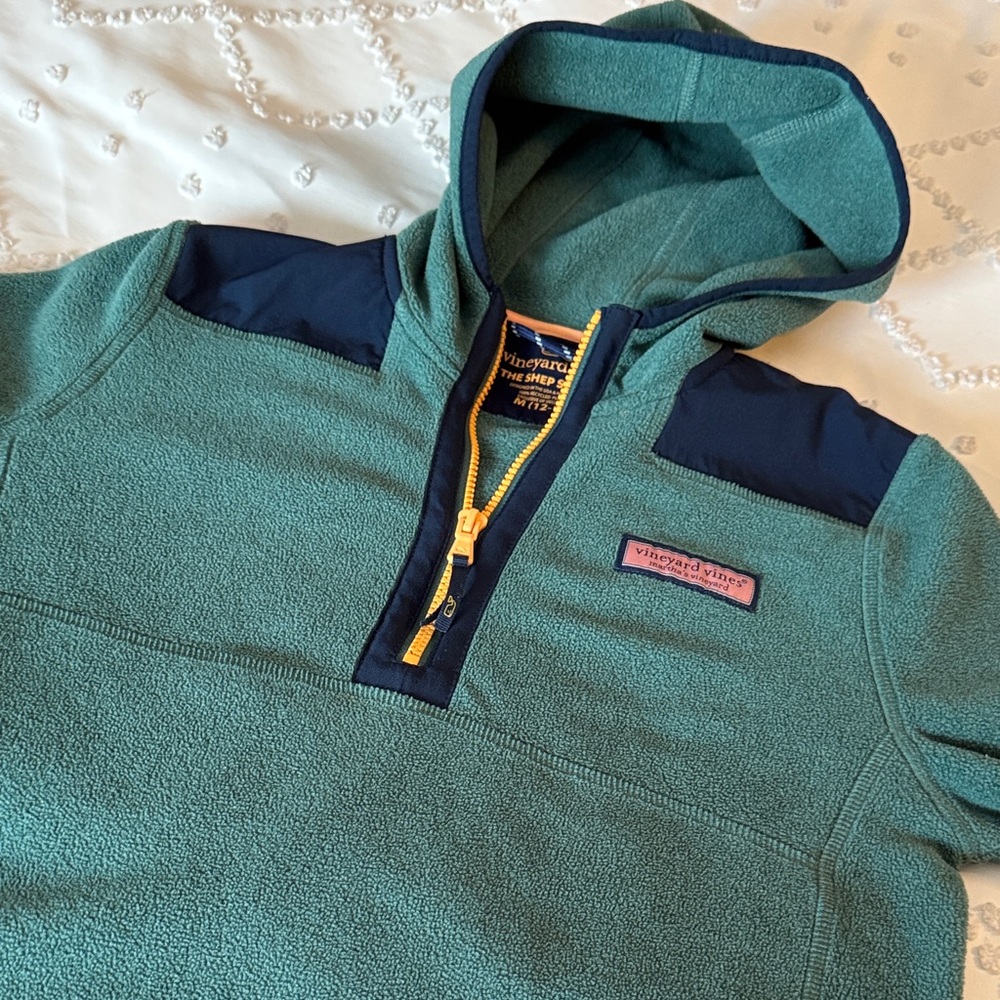 Vineyard Vines Teal Fleece Hoodie with Dark Blue Details